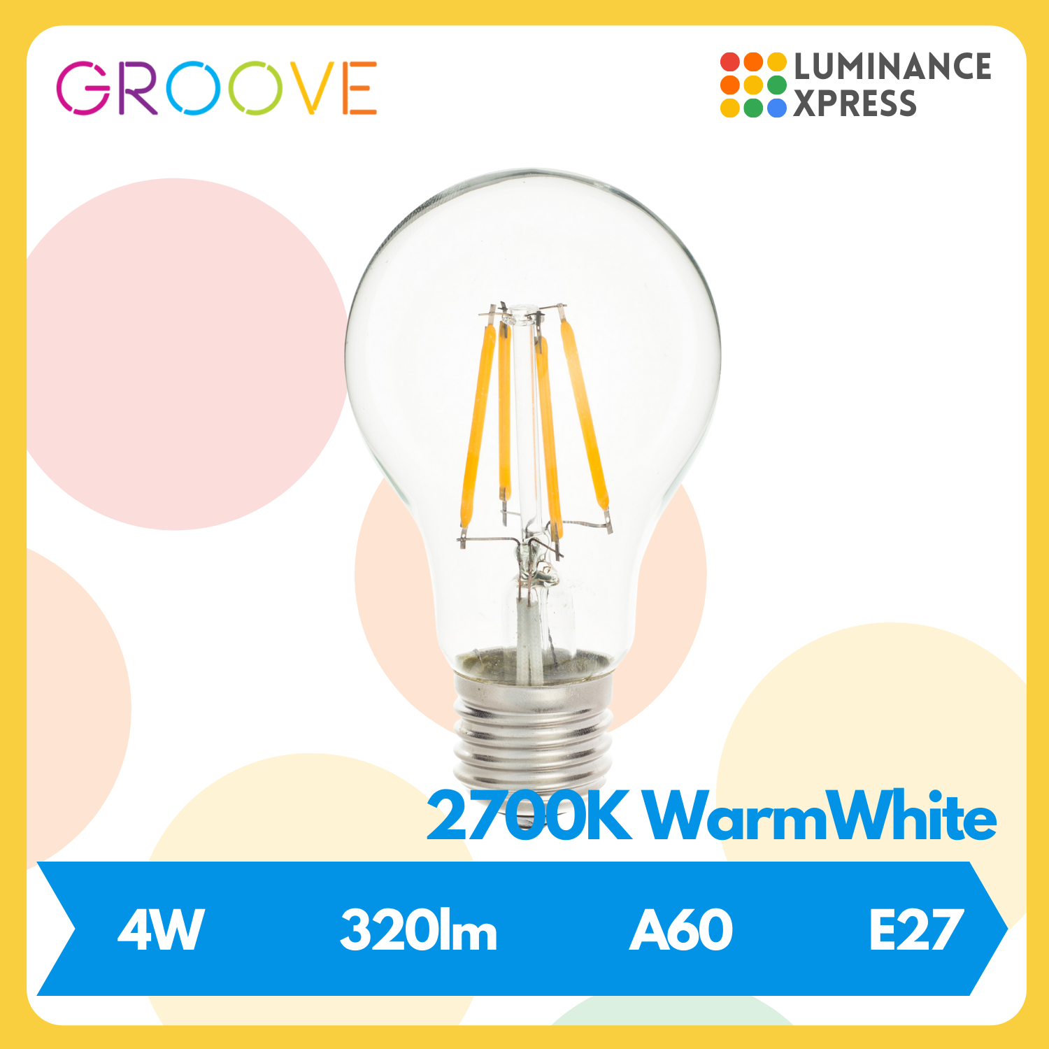 GROOVE Retro LED Edison Bulb A60 4W Warm White 2700K E27