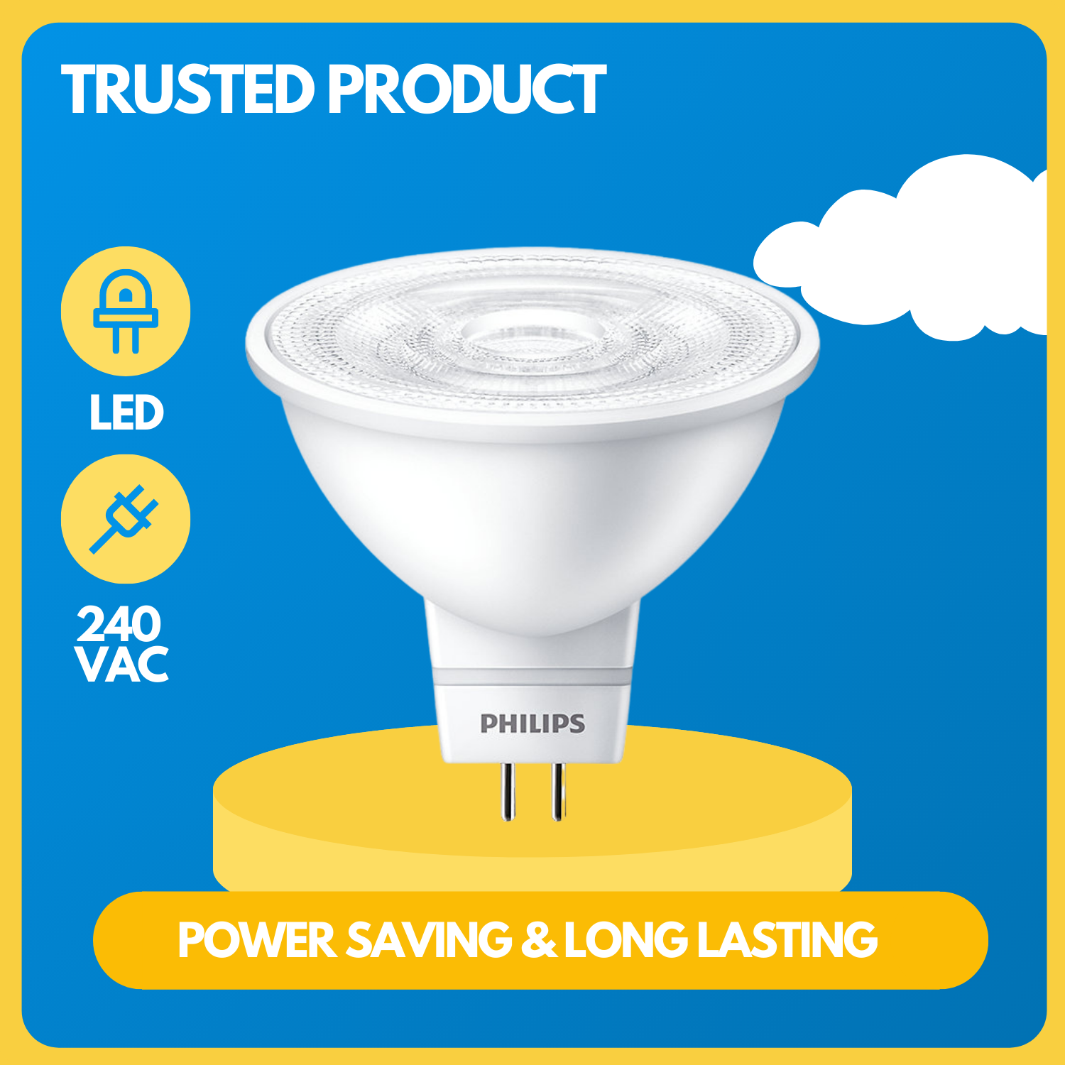 PHILIPS Essential LED MR16 4.5-50W 36D 830 SO 100-240V
